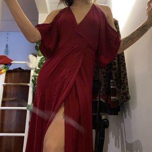 Silk red formal wrap dress